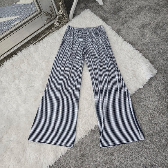 Fashion Casual Drawstring Elastic Waist Womens Stripe Wide Leg Pants. Bl… - Picture 3 of 9